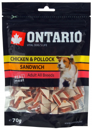 ONTARIO Dog Chicken Jerky Sandwich 3 x 70g